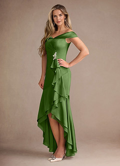 Azazie Billings Mother of the Bride Dresses Basil Mermaid Off the Shoulder Stretch Satin Dress image2