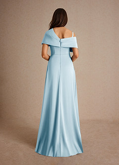 Azazie Milton Mother of the Bride Dresses Sky Blue A-Line Pleated Stretch Satin Dress image4