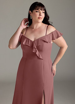 Azazie Sophie Jurken voor bruidsmeisjes Converteerbaar Jurk van Chiffon met A-Lijn Off the Shoulder Woestijnroos image12