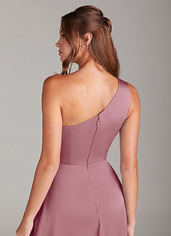 Azazie Brooke Bridesmaid Dresses Vintage Mauve A-Line One Shoulder Stretch Satin Dress image2