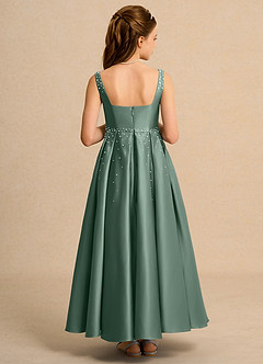 Azazie Mochi Girl Blumenmädchenkleider Ballkleid Plissee Matte Satin Kleid Eukalyptus image2