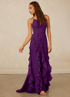 Christian Siriano Bridal for Azazie 1006 Bridesmaid Dresses Grape Mermaid Ruched Chiffon Dress image4