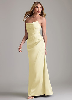 Azazie Lucille Bridesmaid Dresses Lemon Sorbet Mermaid Strapless Stretch Satin Convertible Dress image3