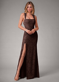 Azazie Luci Bridesmaid Dresses Ganache Mermaid Pleated Floral Burnout Convertible Dress image3