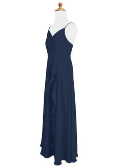 Azazie Naeem Junior Dark Navy A-Line Ruched Chiffon Dress image6