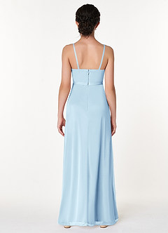 Azazie Luxy Junior Sky Blue Pleated Mesh Dress image2