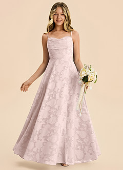 Azazie Bear Junior Robe Trapèze en Blumen-Burnout Plissée Rose Pâle image1