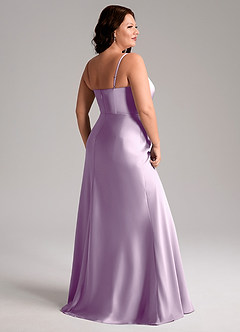 Azazie Lidia Vestidos de damas de honor Vestido de Lila Esmerilada de Satén Elástico de Corte Sirena con Corte Lateral image6