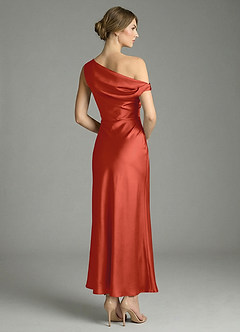 Azazie Emerson Bridesmaid Dresses Rust Mermaid Off the Shoulder Stretch Satin Dress image6