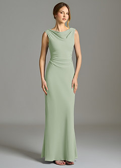 Azazie Kieryn Abiti da Damigella Abito Sirena in Chiffon Plissettato Verde Salvia image5