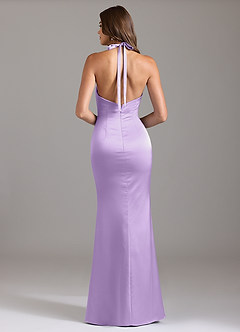 Azazie Valerie Brautjungfernkleider Meerjungfrau-Linie Plissee Stretch-Satin Kleid Flieder image2