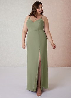 Azazie Blink Final Sale Vintage Mauve Sheath V-Neck Chiffon Dress image8