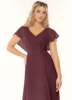 Azazie Rylee Bridesmaid Dresses Sangria A-Line Pleated Chiffon Dress image5