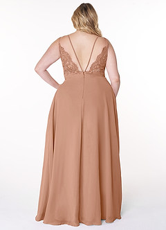 Azazie Lennon Bridesmaid Dresses Champagne Rose A-Line Lace Chiffon Dress image8