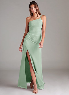 Azazie Eren Bridesmaid Dresses Agave Sheath One Shoulder Chiffon Dress image1