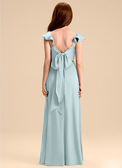 Azazie Everett Junior Mist A-Line Bow Stretch Satin Dress image2