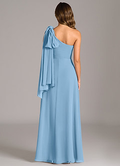 Azazie Tella Bridesmaid Dresses Steel Blue A-Line One Shoulder Chiffon Dress image7