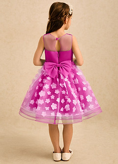 Azazie Billie Flower Girl Dresses Fuchsia Ball-Gown Pleated Matte Satin Dress image2
