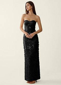 Mentino Black 3D Flower Lace Prom Dress image3