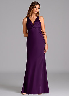 Azazie Hati Brautjungfernkleider Meerjungfrau-Linie Stretch-Satin Kleid Traube image3