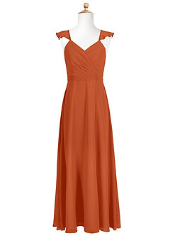 Azazie Emily Junior Burnt Orange A-Line Ruched Chiffon Dress image5