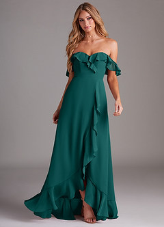 Azazie Lyra Bridesmaid Dresses Peacock A-Line Chiffon Convertible Dress image4