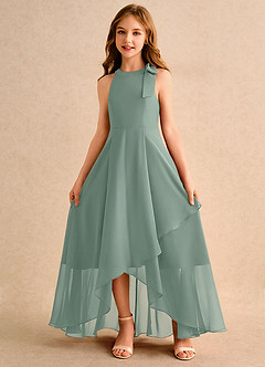 Azazie Boop Girls Formal Abiti da Ragazza di Fiori Abito A-Line in Chiffon Fiocco Salvia Argentata image5