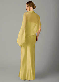 Azazie Jaleesa Bridesmaid Dresses Canary A-Line High Neck Stretch Satin Dress image6