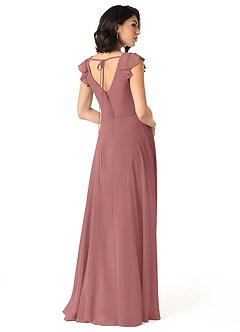 Azazie Claudine Bridesmaid Dresses Amethyst A-Line Flutter Sleeve Chiffon Dress image5