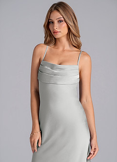 Azazie Seema Brautjungfernkleider Meerjungfrau-Linie Korsett Stretch-Satin Kleid Silber image2