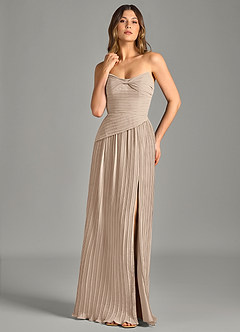 Azazie Becka Bridesmaid Dresses Taupe A-Line Strapless Chiffon Dress image1