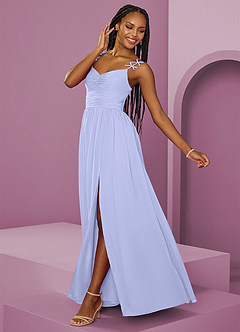 Barbie ♥ Azazie Abiti da Damigella Abito A-Line in Chiffon Plissettato Lavanda image13