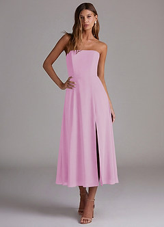 Azazie Wren Bridesmaid Dresses Candy Pink A-Line Strapless Chiffon Dress image4