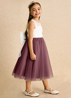 Azazie Lina Flower Girl Dresses Ivory Sangria Ball-Gown Lace Dress image6
