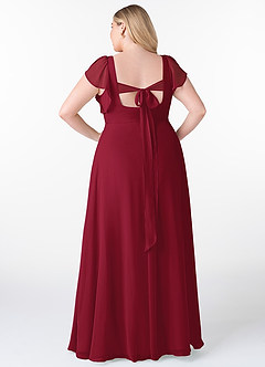 Azazie Syenna Robes de demoiselle d'honneur Robe Trapèze en Mousseline de soie Rayé Bourgogne image7