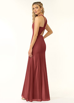 Azazie Rue Bridesmaid Dresses Terracotta A-Line Halter Chiffon Dress image4
