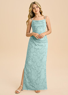 Azazie Mai Junior Etui Plissee Blumen-Burnout Kleid Nebel image5