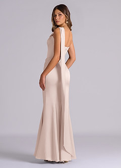 Azazie Inara Bridesmaid Dresses Blushing Pink Mermaid Pleated Stretch Satin Dress image6