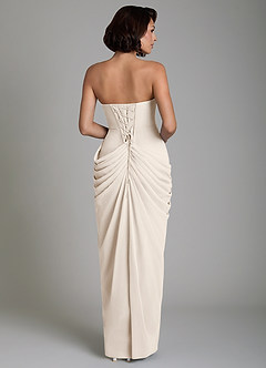 Azazie Nyra Robes de demoiselle d'honneur Robe Fourreau en Mousseline de soie Corset Albâtre Blanc image2