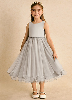 Azazie Lass Flower Girl Dresses Frost A-Line Bow Tulle Dress image5