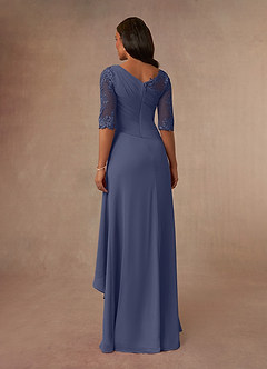 Azazie Dionysus Final Sale Stormy A-Line Boatneck Lace Chiffon Dress image3
