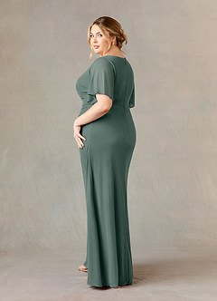Azazie Selah Mother of the Bride Dresses Eucalyptus A-Line V-Neck ruched Mesh Dress image10