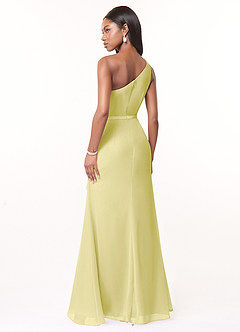Azazie Liza Jurken voor bruidsmeisjes Jurk van Chiffon met Zeemeermin One-Shoulder Citroensorbet image4