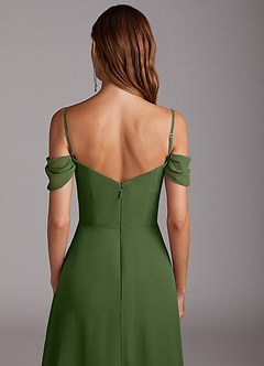 Azazie Marley Bridesmaid Dresses Olive A-Line Off the Shoulder Chiffon Convertible Dress image9
