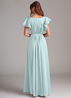 Azazie Daphne Modest brudtärna klänningar Klänning A-Linje Ruched Golvlängd Stretch Satin image6