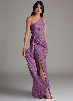 Azazie Mika Jurken voor bruidsmeisjes Jurk van Bloemen Burn-out met Kolom One-Shoulder Blauweregen image2