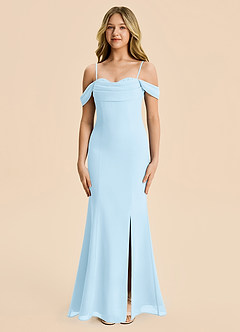 Azazie Nira Junior Sky Blue Mermaid Ruched Chiffon Dress image6