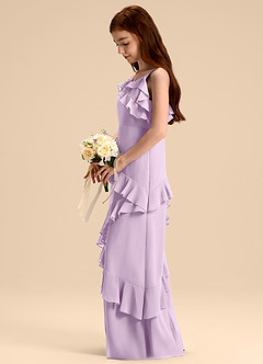 Azazie Evara Junior Abito A-Line in Chiffon Lilla Glassato image5