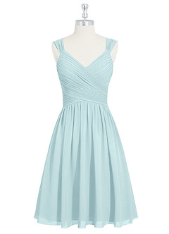 Azazie Angie Bridesmaid Dresses Sea Glass A-Line Corset Chiffon Dress image7