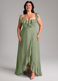 Azazie Lyra Bridesmaid Dresses Pistachio A-Line Chiffon Convertible Dress image15